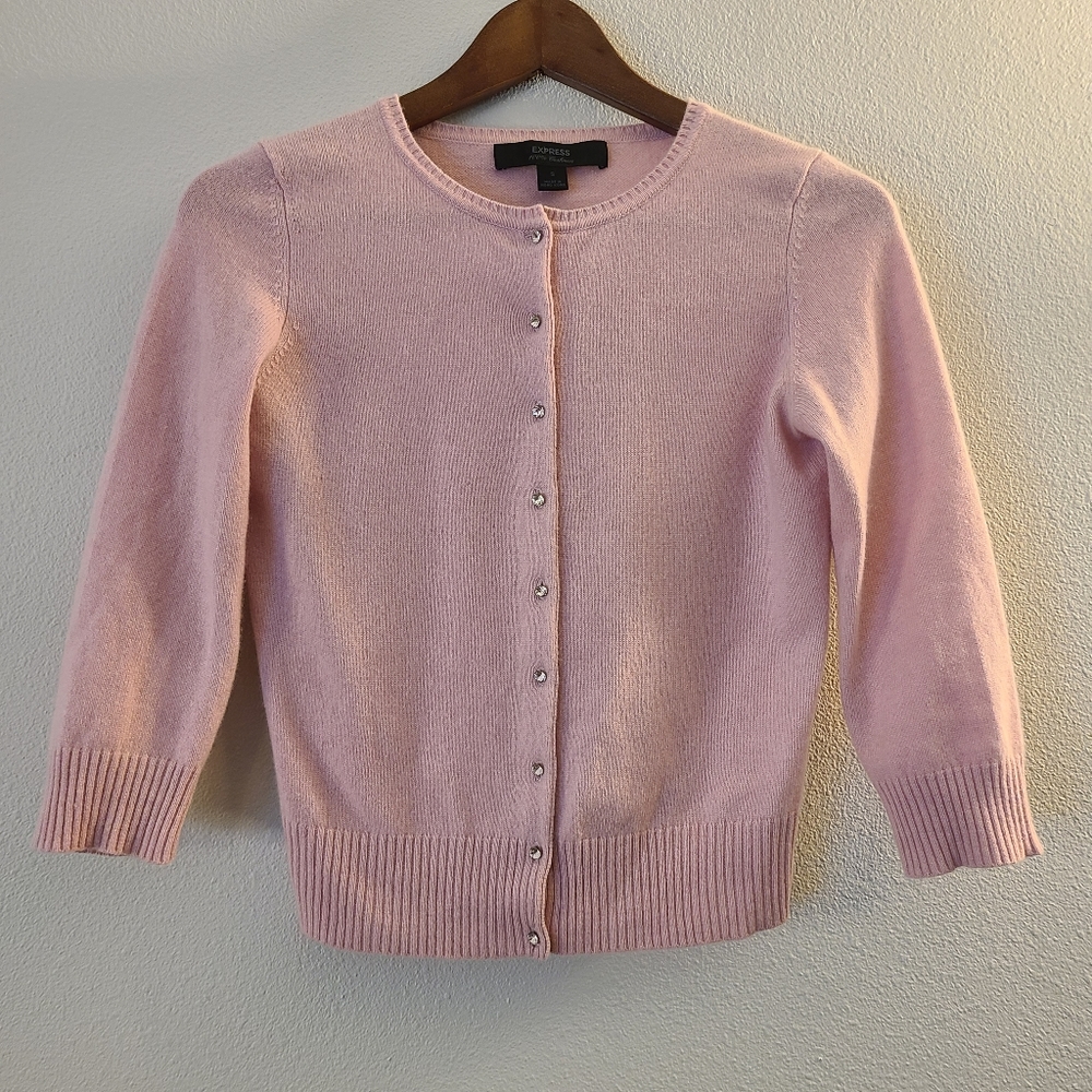 Express Vintage 100% Cashmere Pastel Pink Cardigan